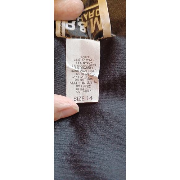 VTG Women's R&M Richards Cocktail Party 2pc Jacket & Cami Set Gold Size 14 Glam - Picture 11 of 12